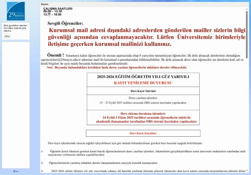 İstanbul 29 Mayıs Üniversitesi - Öğrenci Bilgi Sistemi | 29 Mayıs Üniversitesi Öğrencileri