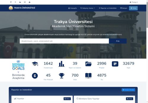 UNIS | Trakya Üniversitesi Akademik Veri Yönetim Sistemi
