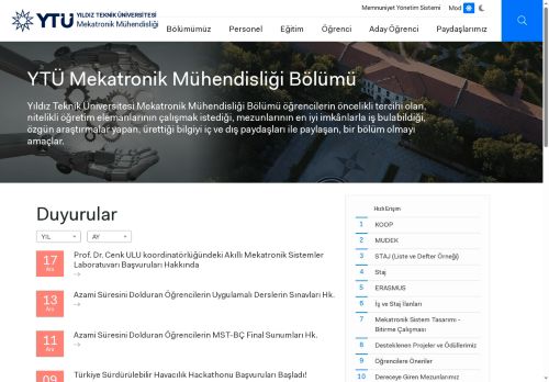 Anasayfa | YTÜ Mekatronik Mühendisliği Bölümü