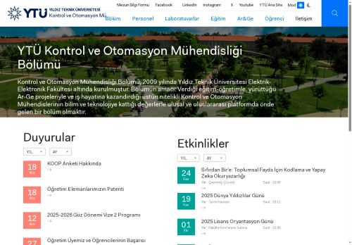 Anasayfa | YTÜ Kontrol ve Otomasyon Mühendisliği Bölümü
