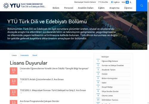 Anasayfa | YTÜ Türk Dili ve Edebiyatı Bölümü