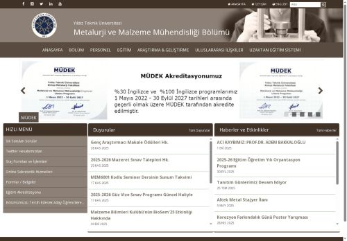 YTU Department of Metallurgical and Materials Engineering