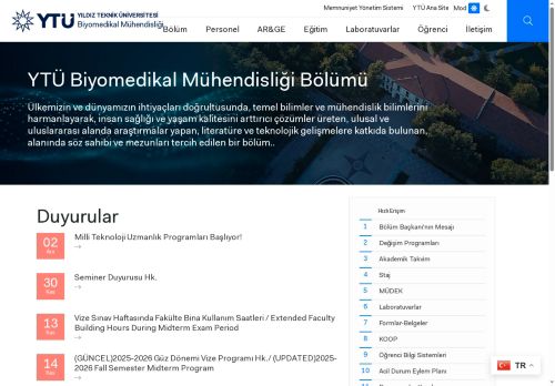 Anasayfa | YTÜ Biyomedikal Mühendisliği Bölümü