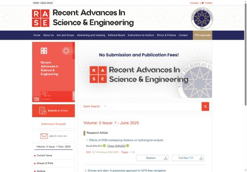 Volume: 5 Issue: 1 Year: 2025 Recent Advances in Science and Engineering