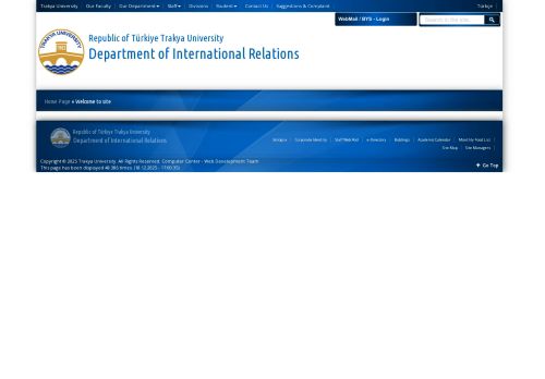 Department of International Relations | Republic of Türkiye Trakya University