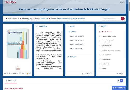 Kahramanmaraş Sütçü İmam Üniversitesi Mühendislik Bilimleri Dergisi »  Cilt: 28 Sayı: 4