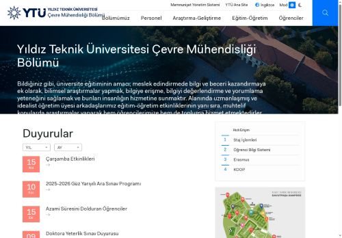 ANASAYFA | YTÜ Çevre Mühendisliği Bölümü
