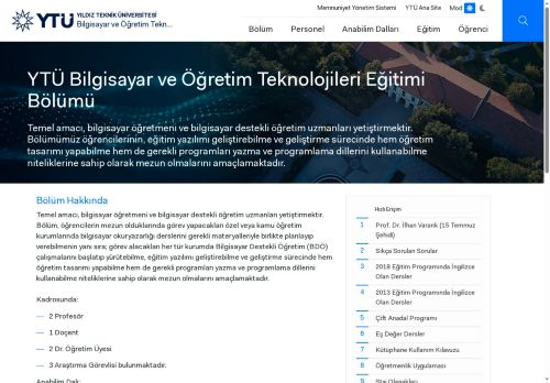 Anasayfa | YTÜ Bilgisayar ve Öğretim Teknolojileri Eğitimi Bölümü