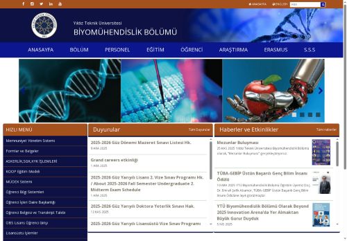 YTÜ BİYOMÜHENDİSLİK BÖLÜMÜ