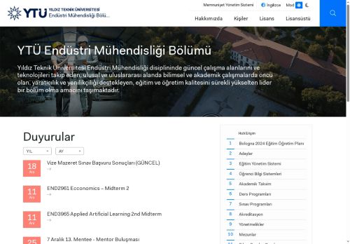Anasayfa | YTÜ Endüstri Mühendisliği Bölümü