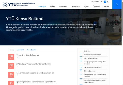 Anasayfa | YTÜ Kimya Bölümü