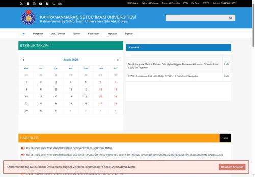 KSÜ - Kahramanmaraş Sütçü İmam Üniversitesi Sıfır Atık Projesi