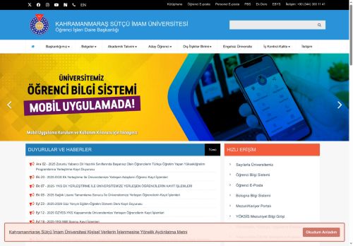 KSÜ - Öğrenci İşleri Daire Başkanlığı