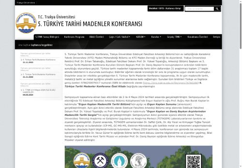 5. TÜRKİYE TARİHİ MADENLER KONFERANSI | T.C. Trakya Üniversitesi