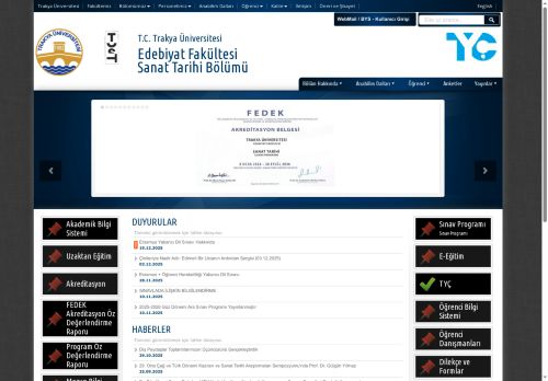 Edebiyat FakültesiSanat Tarihi Bölümü | T.C. Trakya Üniversitesi