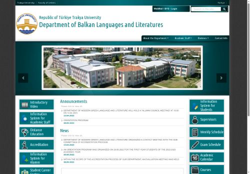 Department of Balkan Languages ​​and Literatures | Republic of Türkiye Trakya University