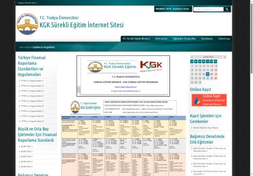 KGK Sürekli Eğitim İnternet Sitesi  | T.C. Trakya Üniversitesi