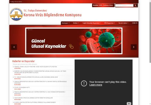 Korona Virüs Bilgilendirme Komisyonu | T.C. Trakya Üniversitesi