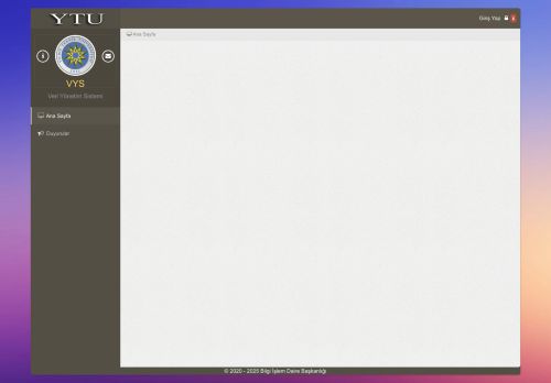 YTÜ - Veri Yönetim Sistemi