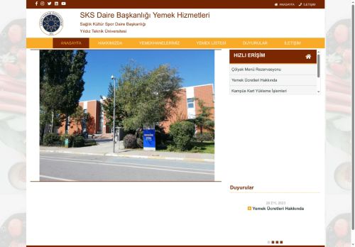 YTÜ SKS Daire Başkanlığı Yemek Hizmetleri