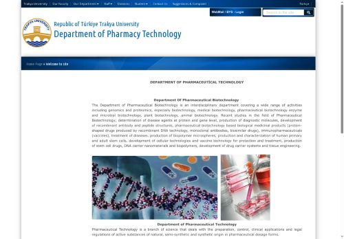 Department of Pharmacy Technology | Republic of Türkiye Trakya University