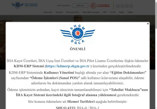 SHGM - İHA Kayıt Sistemi
