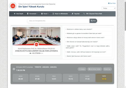 Alo Fetva 190 : Din İşleri Yüksek Kurulu : Dini Bilgilendirme Platformu