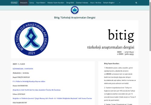 Anasayfa - Bitig Türkoloji Araştırmaları Dergisi | Eskişehir Osmangazi Üniversitesi