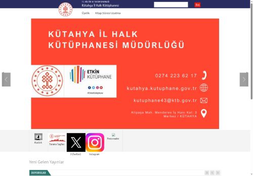 Kütahya İl Halk Kütüphanesi - T.C. Kültür ve Turizm Bakanlığı