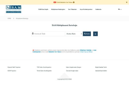 İSAM Kütüphanesinde Ara / Search in İSAM Library