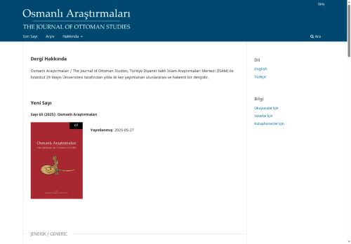 Osmanlı Araştırmaları / The Journal of Ottoman Studies