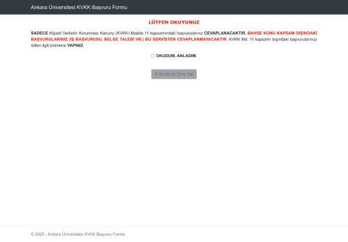 Giriş - Ankara Üniversitesi KVKK Başvuru Formu