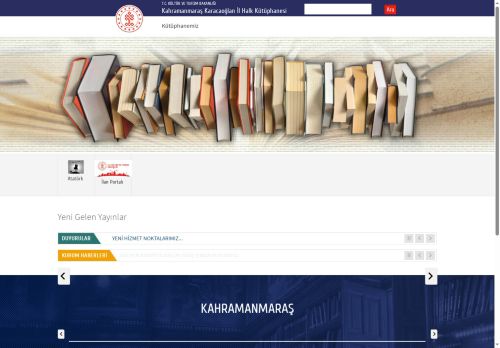 Kahramanmaraş Karacaoğlan İl Halk Kütüphanesi - T.C. Kültür ve Turizm Bakanlığı