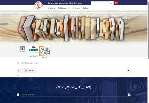 Karaman İl Halk Kütüphanesi - T.C. Kültür ve Turizm Bakanlığı