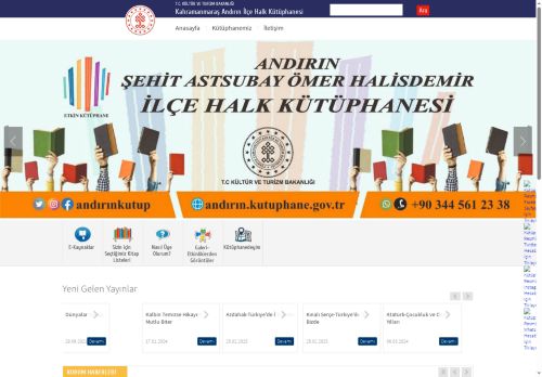 Kahramanmaraş Andırın İlçe Halk Kütüphanesi - T.C. Kültür ve Turizm Bakanlığı