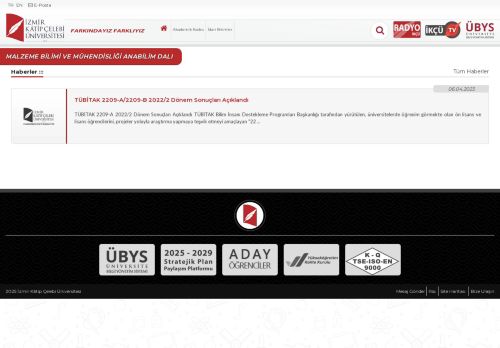 Malzeme Bilimi ve Mühendisliği Anabilim Dalı