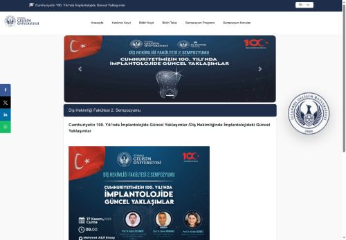 İGÜ - Cumhuriyetin 100. Yılı'nda İmplantolojide Güncel Yaklaşımlar - Diş Hekimliği Fakültesi 2. Sempozyumu