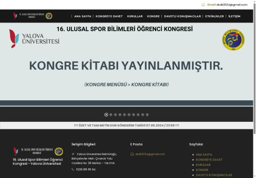 16. Ulusal Spor Bilimleri Öğrenci Kongresi - Yalova Üniversitesi