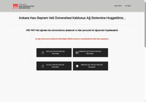 Ankara Hacı Bayram Veli Üniversitesi Kablosuz Ağ Sistemine Hoşgeldiniz...