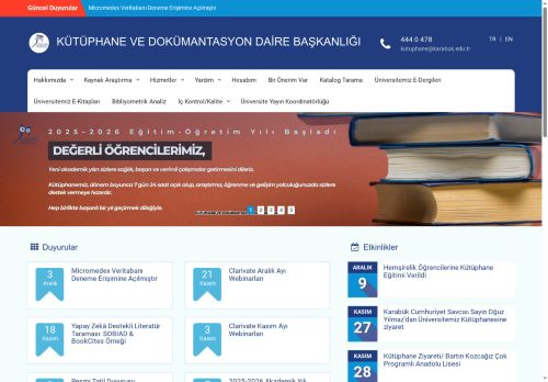 KÜTÜPHANE VE DOKÜMANTASYON DAİRE BAŞKANLIĞI