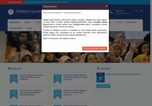 ÖĞRENCİ İŞLERİ DAİRE BAŞKANLIĞI