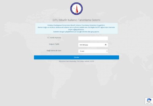 DPU Misafir Kullanıcı Tanımlama Sistemi