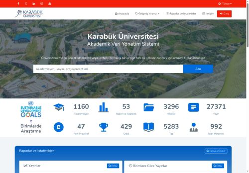 UNIS | Karabük Üniversitesi Akademik Veri Yönetim Sistemi