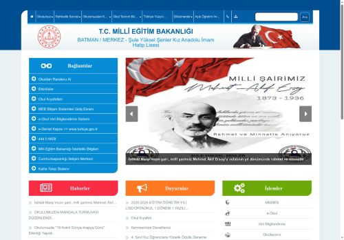 BATMAN / MERKEZ - Şule Yüksel Şenler Kız Anadolu İmam Hatip Lisesi