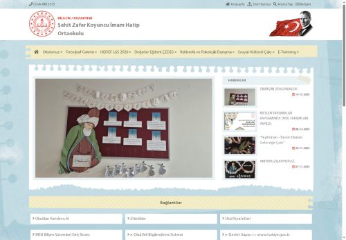 BİLECİK / PAZARYERİ - Şehit Zafer Koyuncu İmam Hatip Ortaokulu