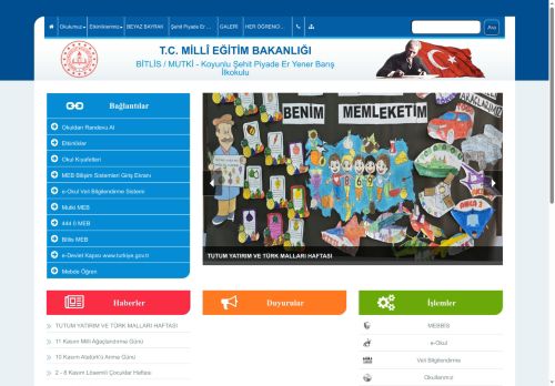 BİTLİS / MUTKİ - Koyunlu Şehit Piyade Er Yener Barış İlkokulu