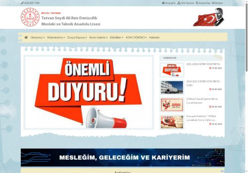 BİTLİS / TATVAN - Tatvan Seydi Ali Reis Denizcilik Mesleki ve Teknik Anadolu Lisesi