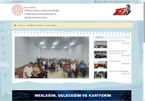 BİTLİS / TATVAN - Türkiye Odalar ve Borsalar Birliği (TOBB) Nene Hatun Mesleki ve Teknik Anadolu Lisesi