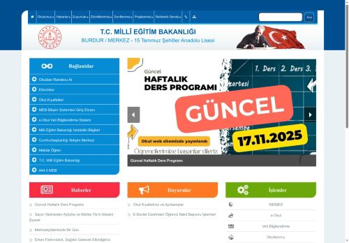 BURDUR / MERKEZ - 15 Temmuz Şehitler Anadolu Lisesi