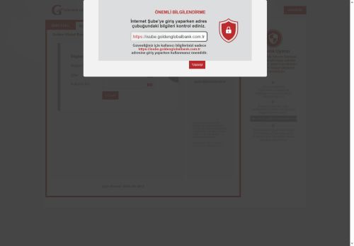GGI Bank İnternet Bankacılığı Giriş Ekranı - Golden Global
